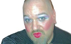 man lipstick-white background